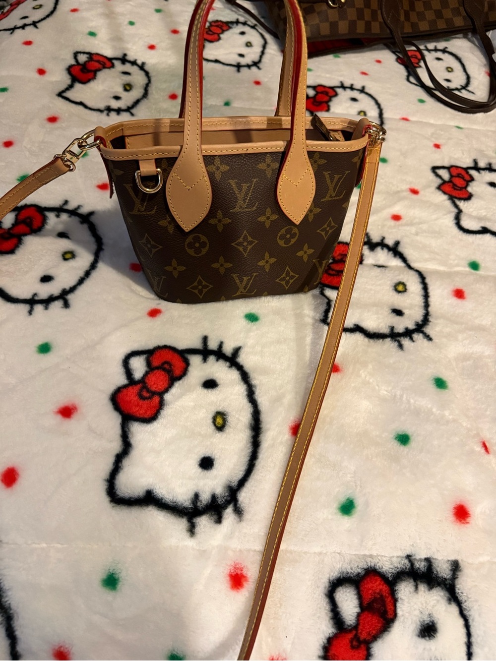 Handcrafted upcycled Auth LV canvas in NF micromini crossbody bag..